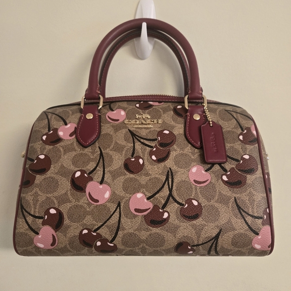 Coach Handbags - Coach Cherry Pattern Satchel - Brown and Pink